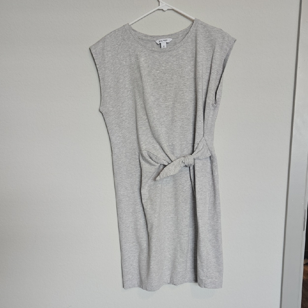 Nine West Light Gray Mini Dress with Waist Tie